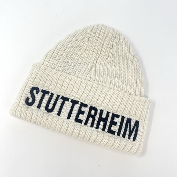 Stutterheim Cream Ivory Merino Wool Big L Beanie Off-white Knit Hat Winter - Picture 1 of 5